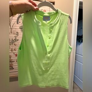 Vibrant Lime Green Button-Up Tank Top